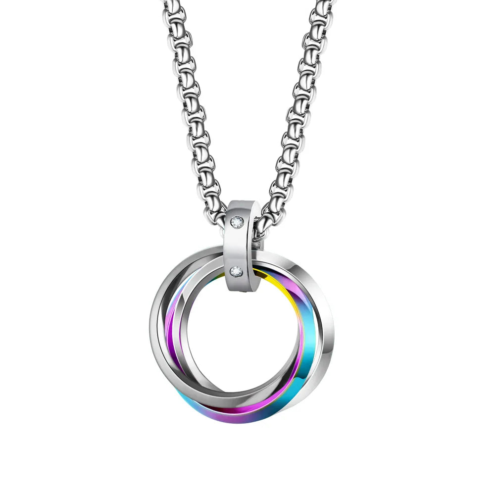 Round Ring Pendant Necklace — Stainless Steel