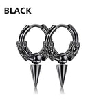Feather Dangle Huggie Hoop Earrings for Men — Stainless Steel