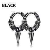 Feather Dangle Huggie Hoop Earrings for Men — Stainless Steel