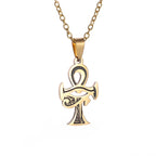 Vintage Egyptian Key of Life Ankh Cross Pendant Horus Patronus Necklace Men's Fashion Pharaoh Amulet Jewelry