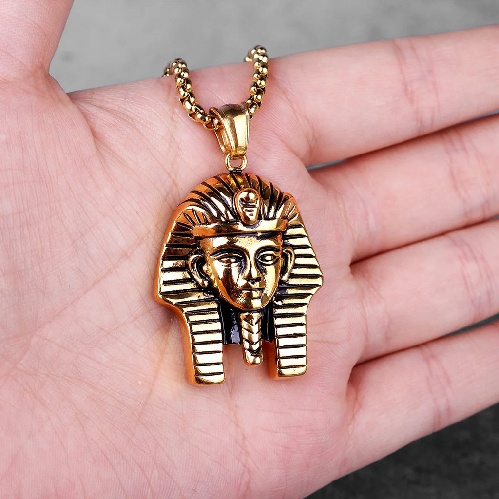 Egyptian Pharaoh Stainless Steel Pendant Necklace