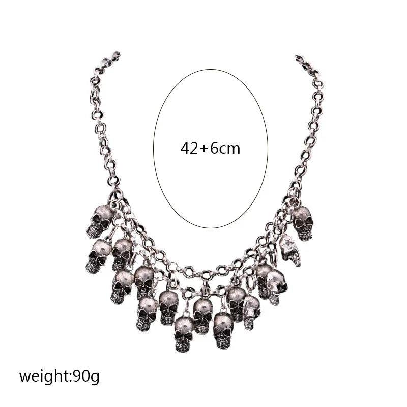 Layered Skull Choker Necklace — Gothic Vintage