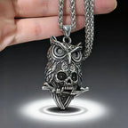 Gothic Skull Steel Pendant 316L Owl Punk