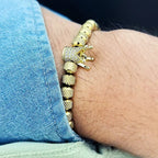 Luxury Stainless Steel Beads Royal Gold Crown Charm Man Bracelet Handmade Women Jewelry Gift