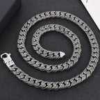 Vintage Cool 12MM Wide Chains Necklace for Man Stainless Steel Punk Statement Halloween Jewellery Accessories Men's