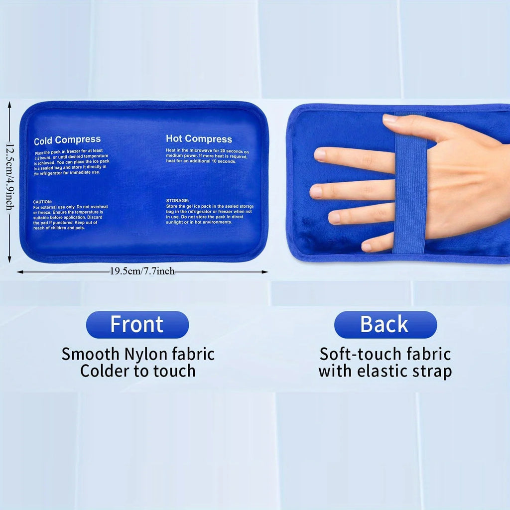 Gel Ice Pack for Injuries Reusable Soft Freezer Ice Bag with Strap Hot Cold Compress Packs for Swelling Bruises Surgery