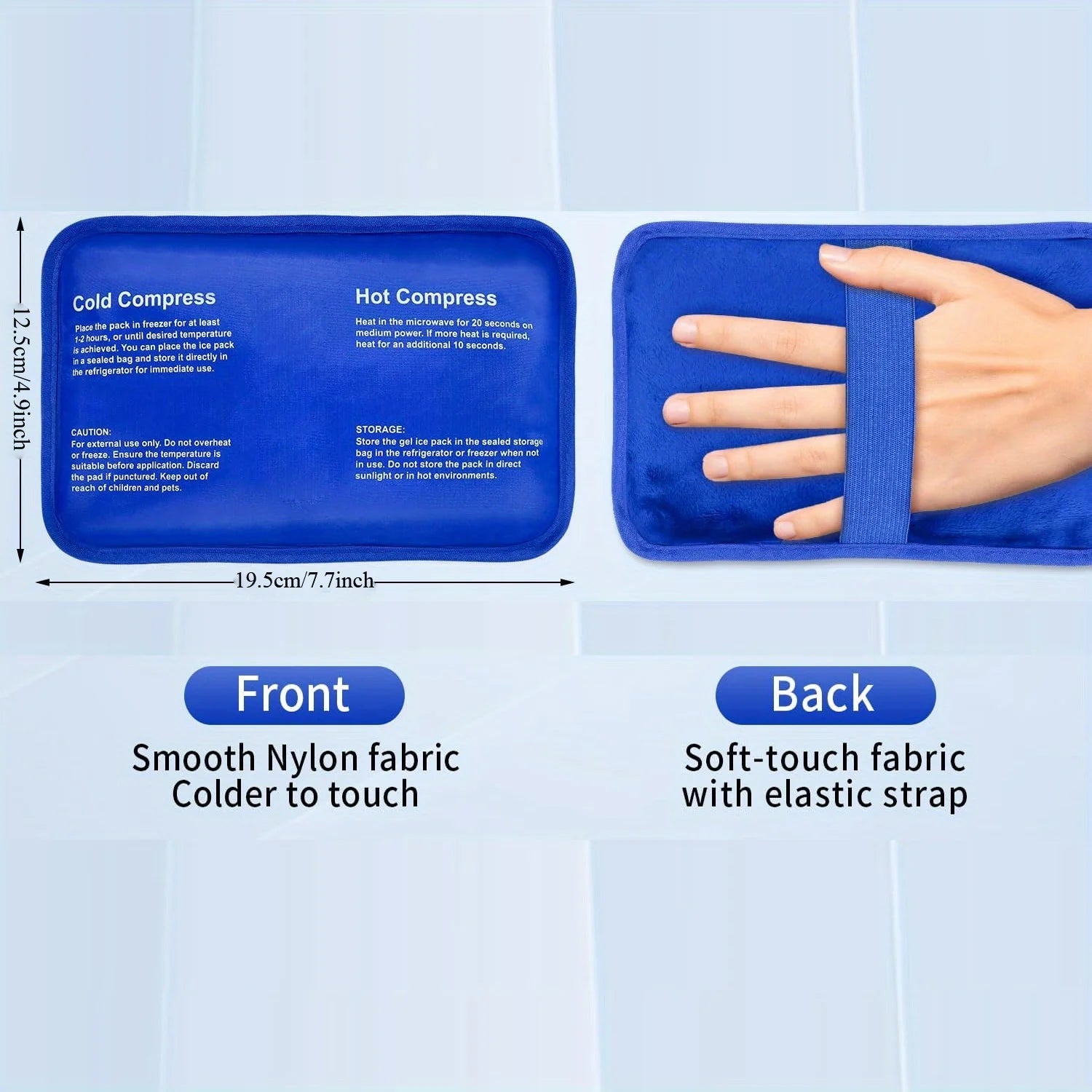 Gel Ice Pack for Injuries Reusable Soft Freezer Ice Bag with Strap Hot Cold Compress Packs for Swelling Bruises Surgery