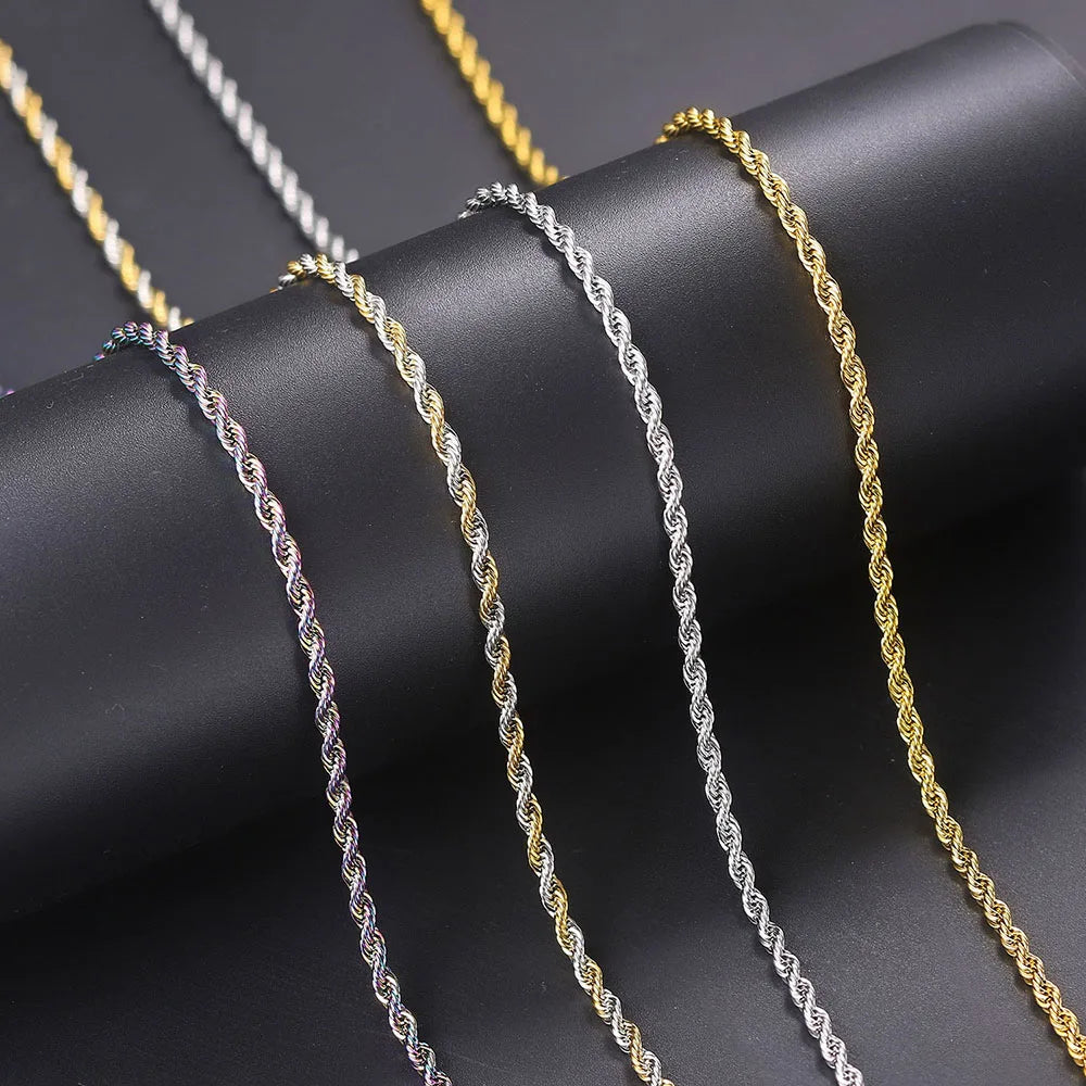 Rope Chain Necklace Two-Tone Stainless Steel 3MM