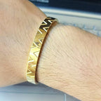 Luxury Open Cuff Hip Hop Stainless Steel Triangle Man Bangles Golden Women Bracelets Jewelry Couple Gift
