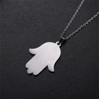 EUEAVAN Vintage Hamsa Hand of Fatima Pendant Necklace Stainless Steel Turkish Evil Eye Necklaces Spirit Lucky Jewelry for Man