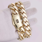 Gold Cuban Chain Necklace 14K Monaco Lock