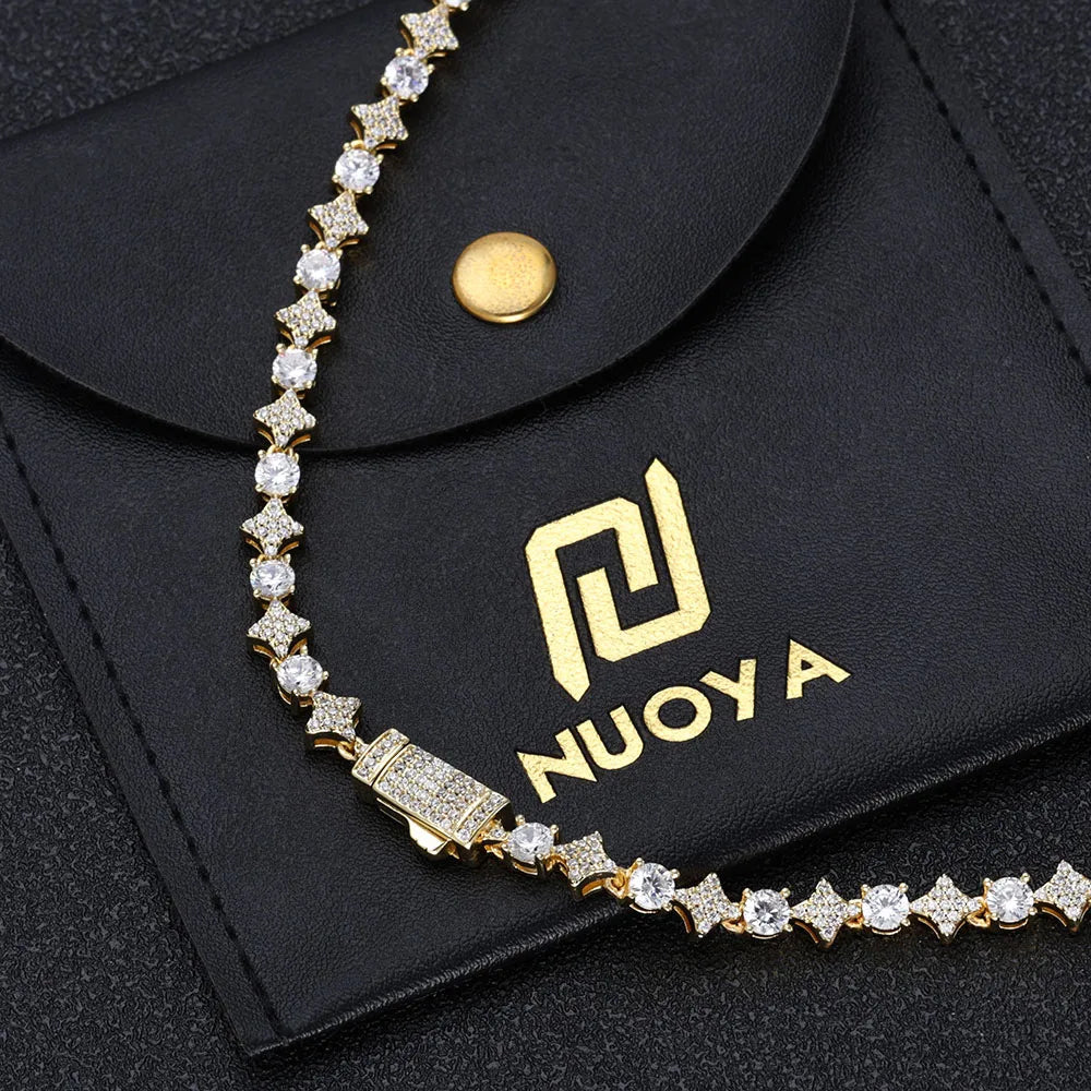 Star Tennis Chain Necklace Iced Out CZ