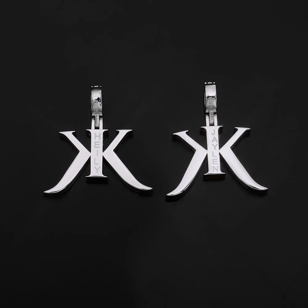 Silver 925 Iced Out Letter Pendant Moissanite