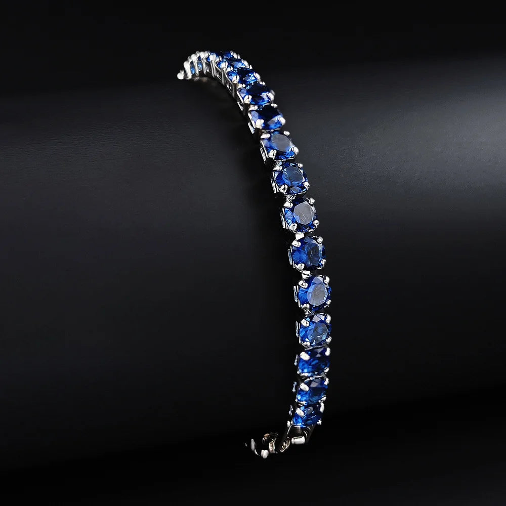 Rose Gold Silver Color 3mm 4mm 5mm Pink Blue Green Red Tennis Bracelet Bangle for Women Wedding Fashion Jewelry Party