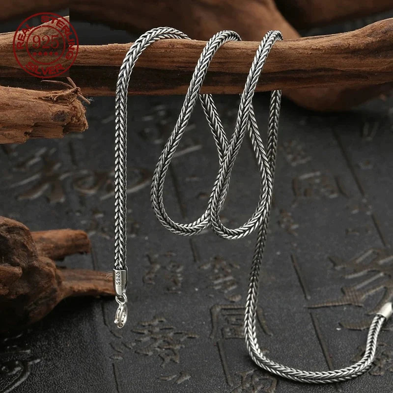 Snake Silver Pendant Necklace 3mm