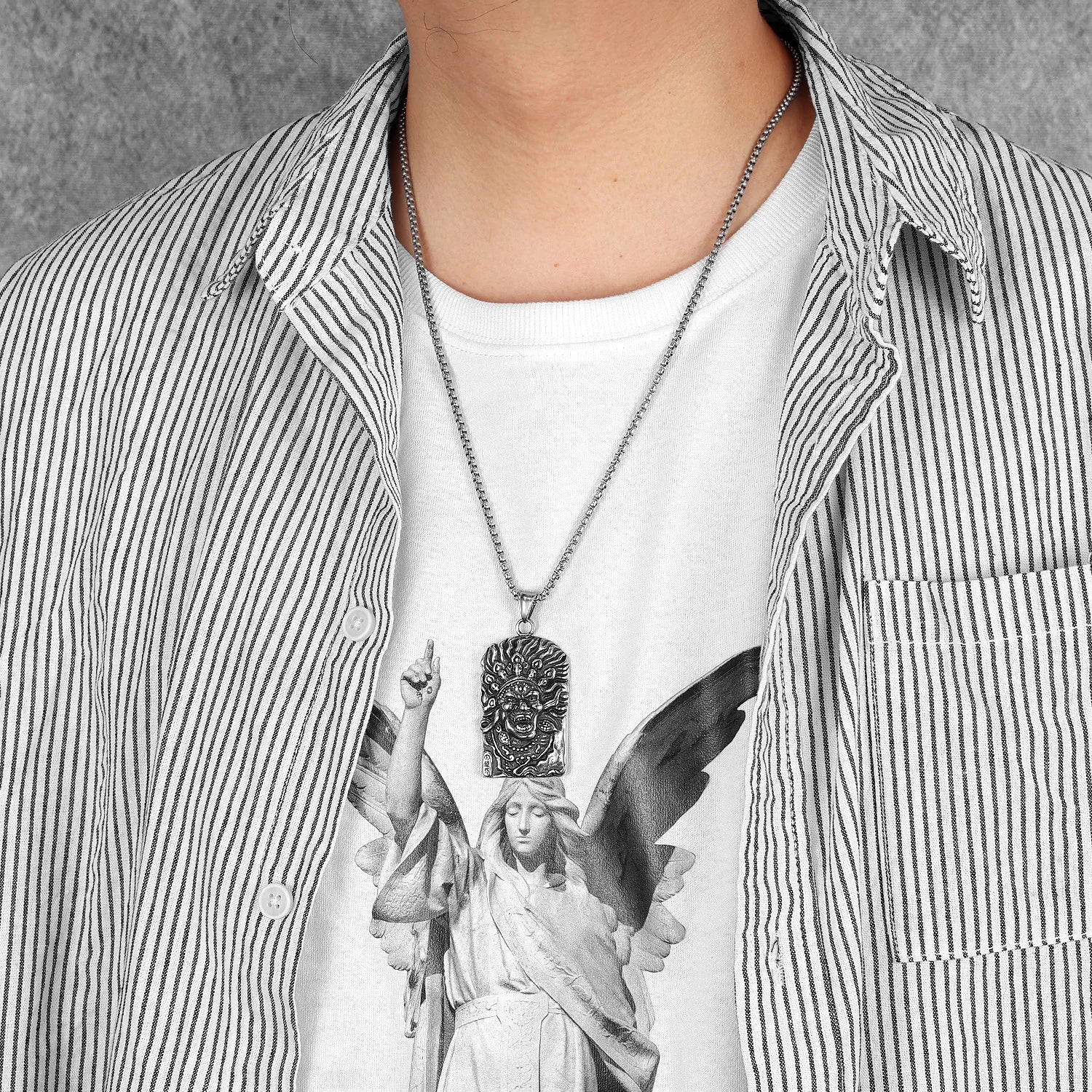 Tibetan Demon Stainless Steel Pendant Necklace
