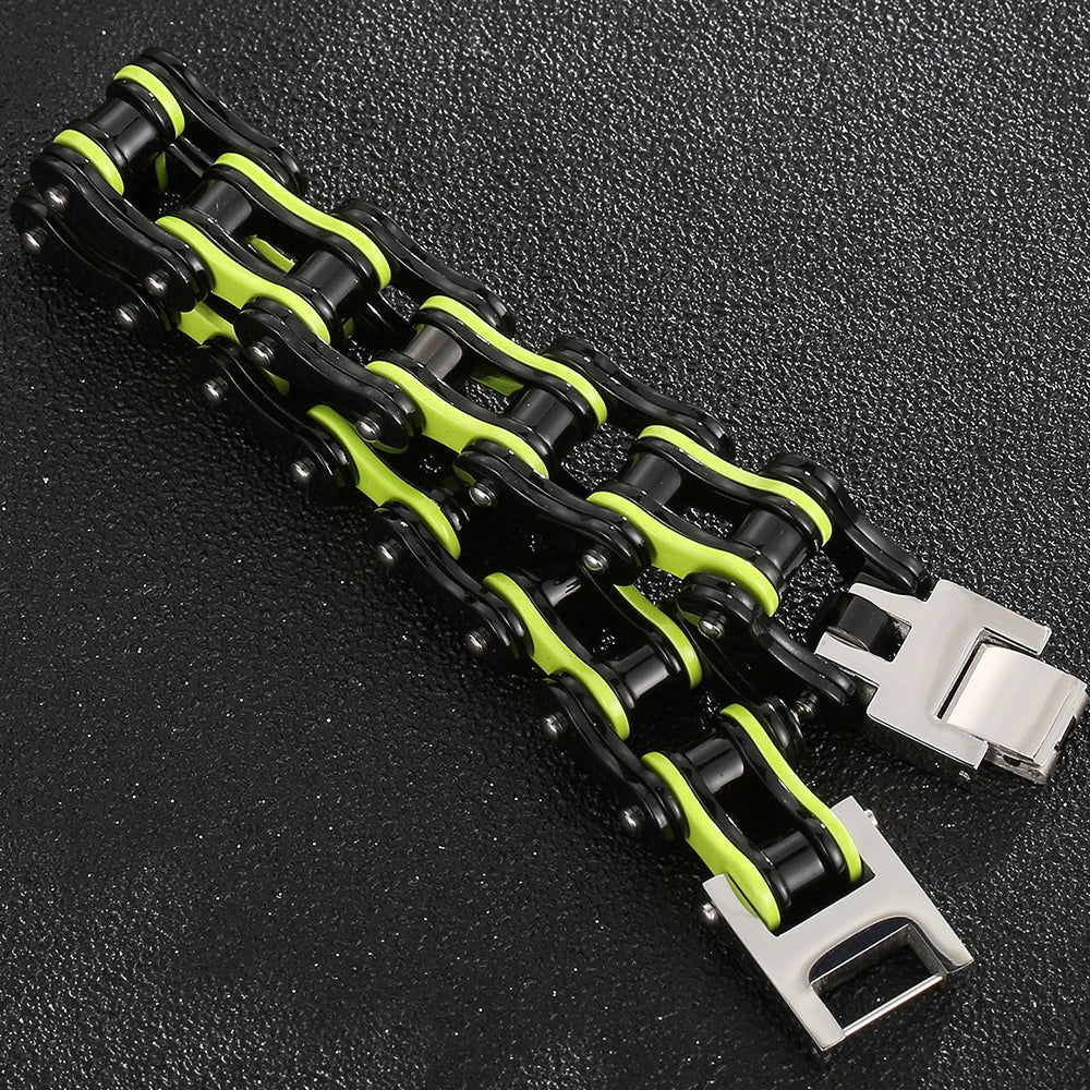 Rock And Roll Men's Bracelet Motorcycle Chain Mechanical Bracelets for Man 316L Stainless Steel Hand Jewelry