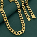 10MM 75CM Side Cuban Chain Necklace Men 24K Gold AU999 - Simple Grand, Outfit Highlight Aura