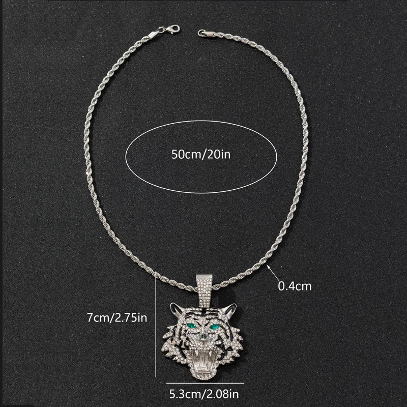 Iced Out 3D Tiger Cuban Pendant — Gold