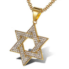 Jewish Star of David Pendant Necklaces Male Gold Color Stainless Steel Hexagram Necklace for Men/Women Jewelry Birthday