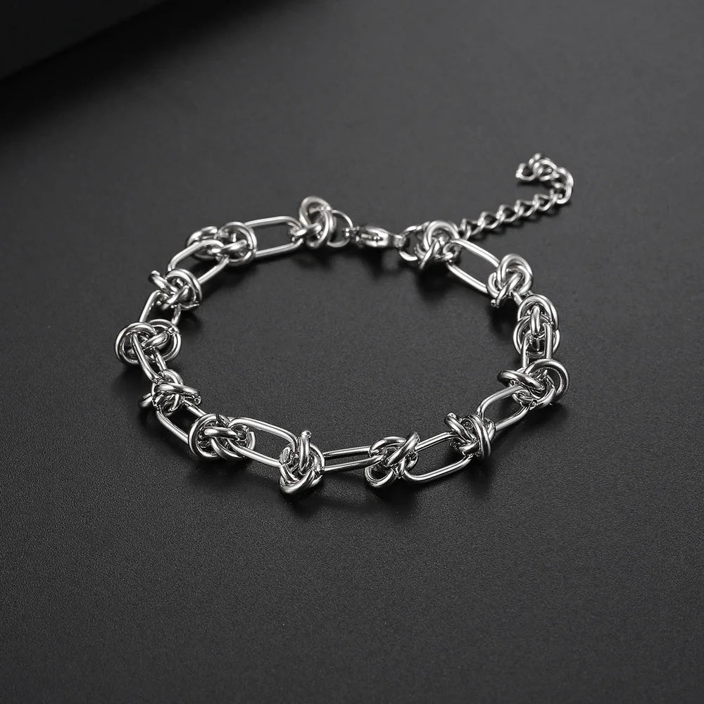 Knotted Twisted Link Chain Bracelet — Stainless Steel