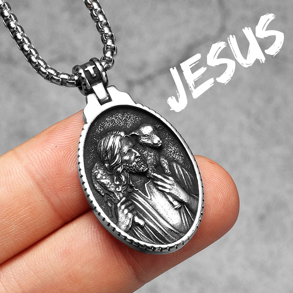 Jesus Heart Cross Pendant — Stainless Steel