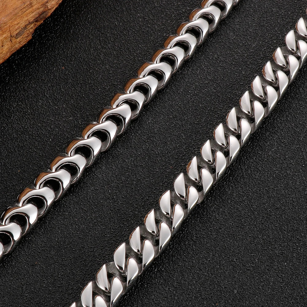 9MM Wide Curb Link Chain Man Bracelet for Men In Polished Stainless Steel Men's Wrist Bracelets On Hand Jewelry Mannen