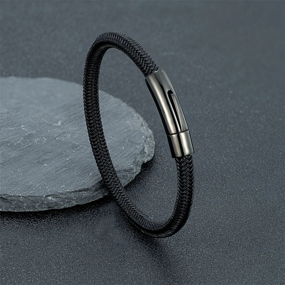 Simple Waterproof 6mm Wire Rope Bracelet For Men Women Stainless Steel Never Fade Handmade Bangles Male Charm Jewelry DIY Gifts