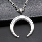 Witch Horn Crescent Moon Pendant — Stainless Steel