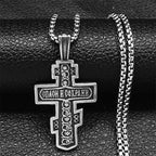 Orthodox Icon Cross Pendant Necklace — Stainless Steel