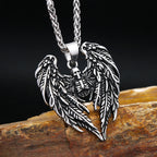 New 316L Stainless Steel Skull With Angel Wings Pendant Necklaces For Men Boys Gothic Hip Hop Biker Jewelry Gifts