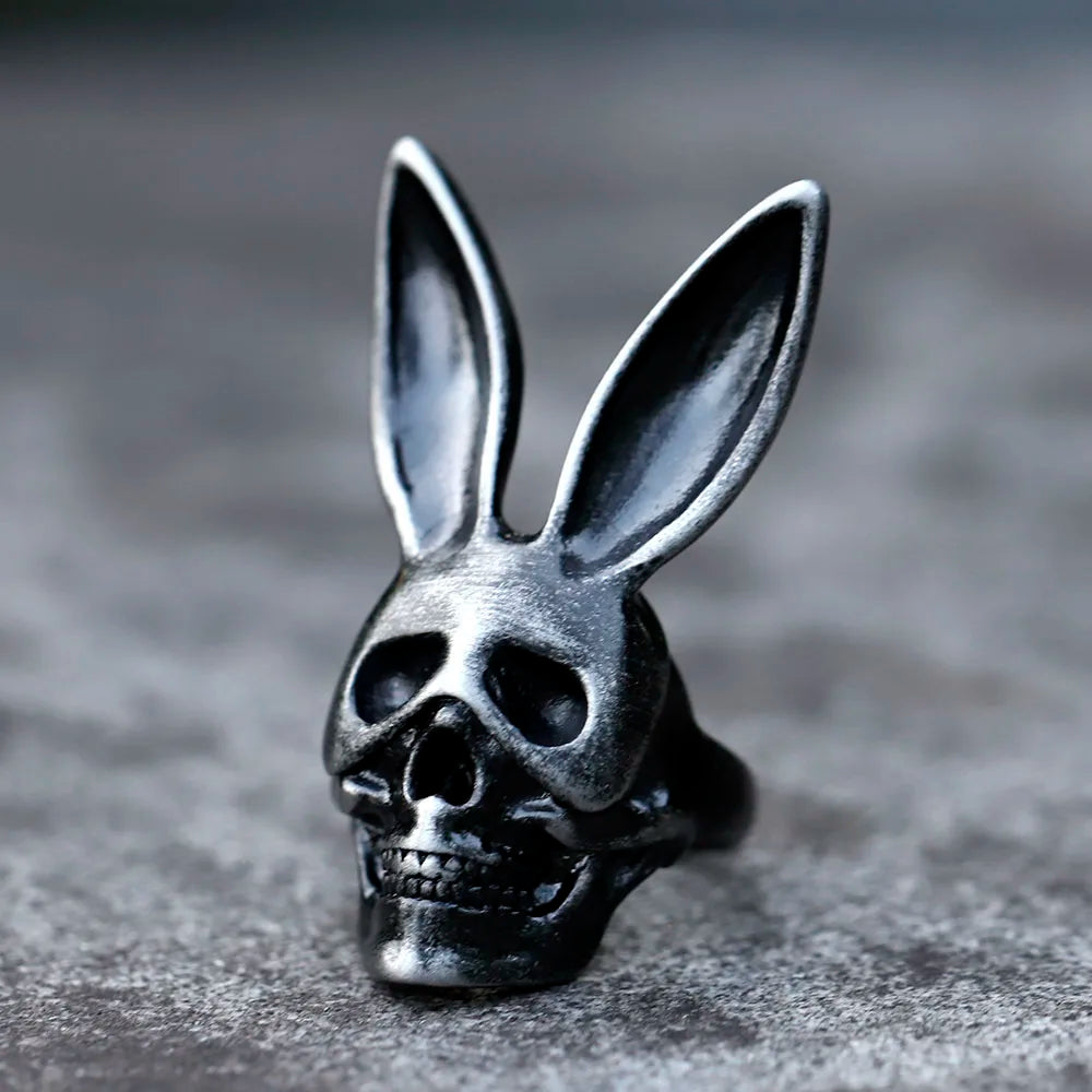 2022 NEW Men's 316L stainless steel rings retro Rabbit Skeleton Gothic ring punk Motorcycl Jewelry Gifts free shipping