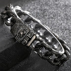 Punk Skull Bracelet For Man In Black Stainless Steel Skeleton Jewelry Men's Wrist Bracelets Rockers' Jewelry