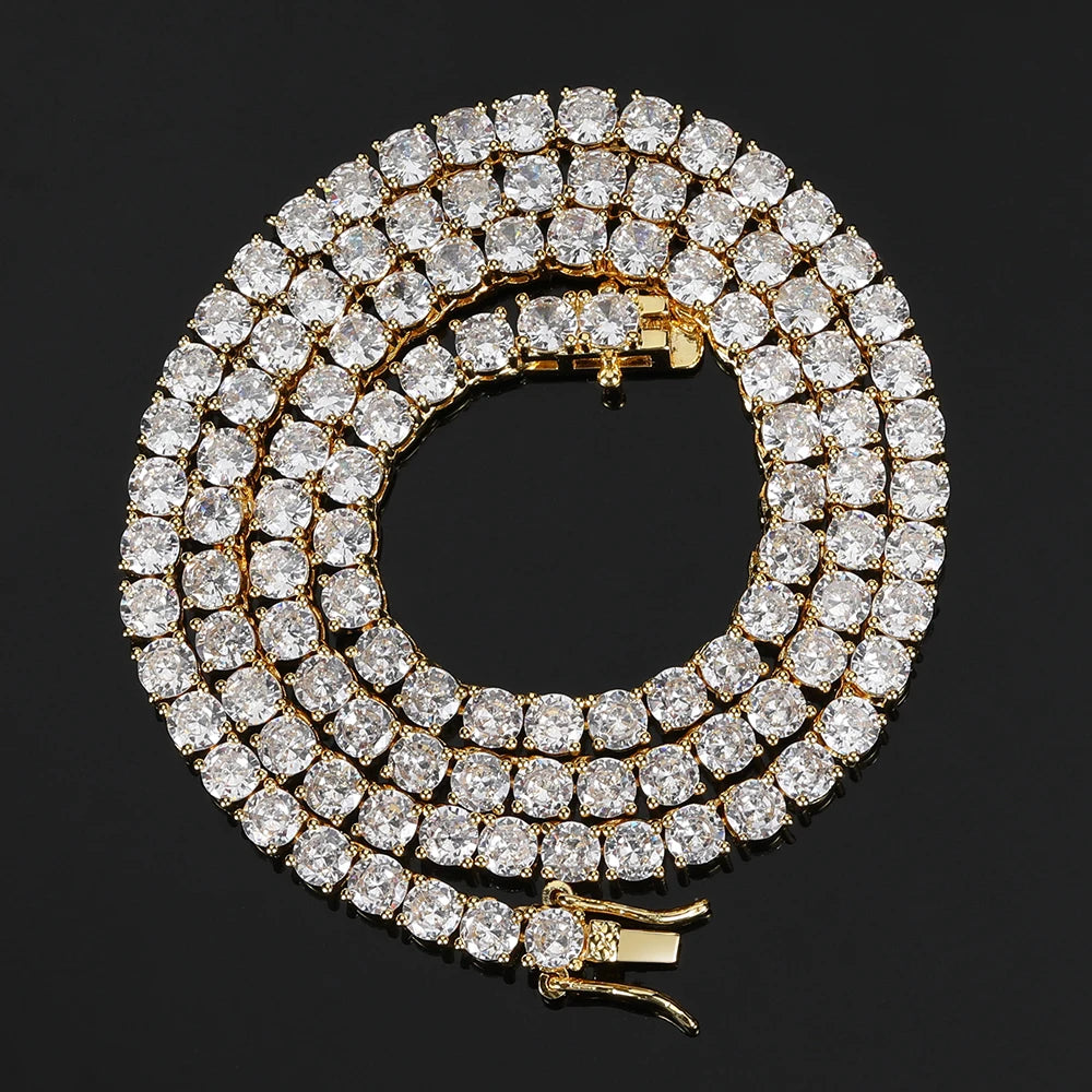 Fashion Jewelry 3mm 4mm 5mm Hip Hop Iced Out Tennis Chain Copper Material Men Rock Necklace Women Bling Zircon Jewelry