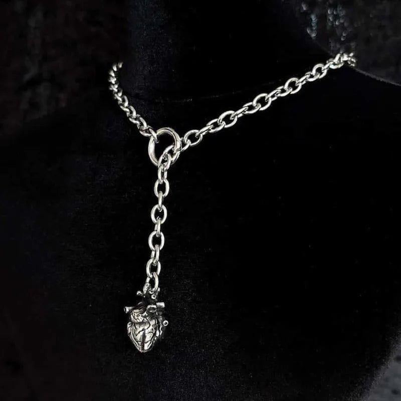 Vintage Heart Organ Necklace,Gothic jewelry,O-shaped,Punk,Hippie,Adjustable,Design Sense,Exaggerated,Choker for Women Man,Trendy