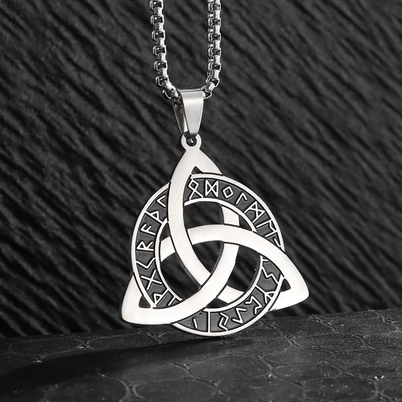 Celtic Witch Knot Pendant Necklace — Steel