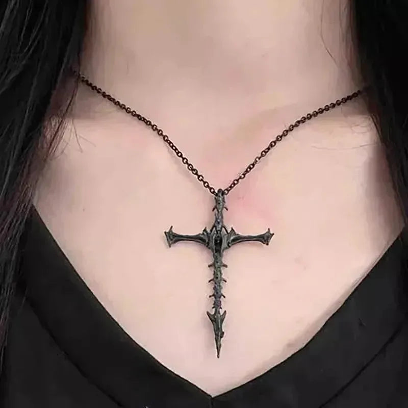 Skull Cross Silver Pendant Necklace
