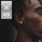 Two-Tone Iced Out Square Stud Earrings Multicolor