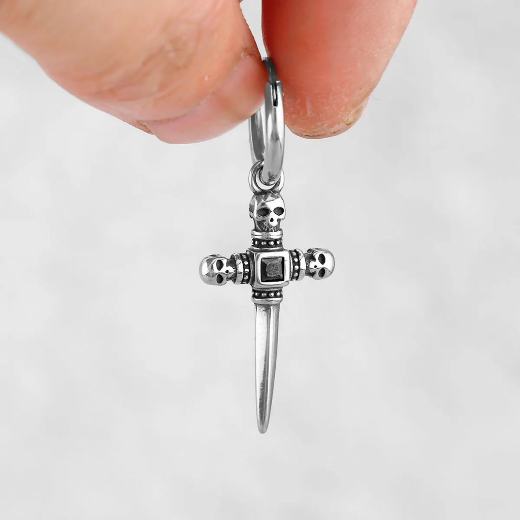 High Quality Stainless Steel Jesus Religious Belief Viking Earrings Nordic Men's Amulet Jewelry Studs Punk Party
