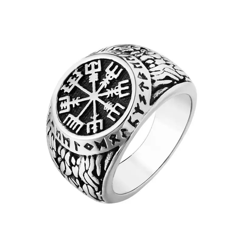 Vintage Viking Rune Signet Scandinavn Rings for Men Domineering Punk Nordic Amulet Jewelry