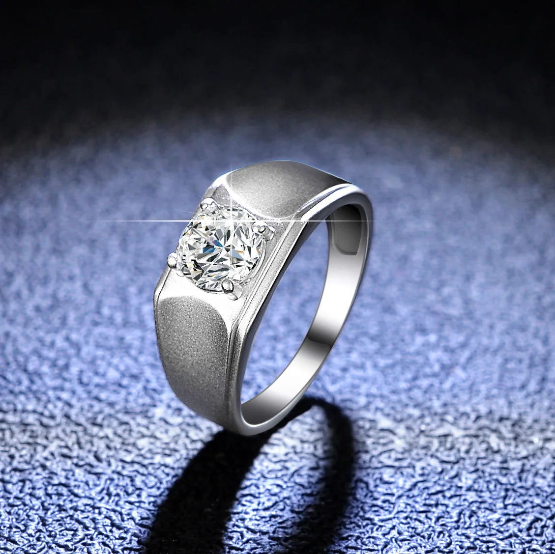 Minimalist Four-Prong Ring Men's 1ct Moissanite PT950 Platinum - 1ct moissanite, 4-prong design, understated luxury