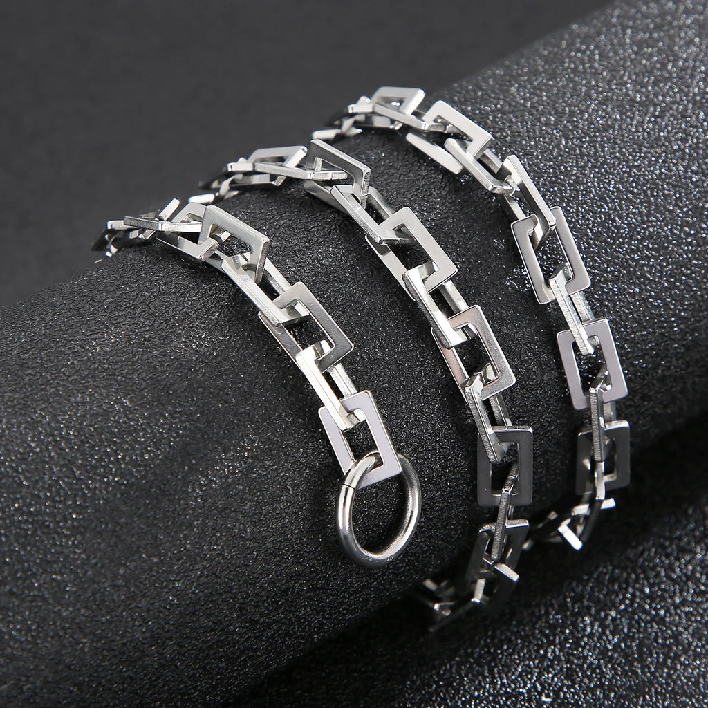 7mm Stainless Steel Chain Blade Link Chains Chokers Necklace For Mens Jewelry Silver Plated Solid Metal Fashion Jewelry