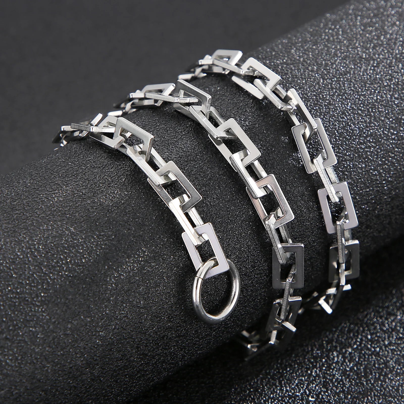 7mm Stainless Steel Chain Blade Link Chains Chokers Necklace For Mens Jewelry Silver Plated Solid Metal Fashion Jewelry