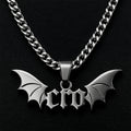 Gothic Bat Wings Cuban Chain Necklace — Stainless Steel