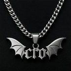 Gothic Bat Wings Cuban Chain Necklace — Stainless Steel