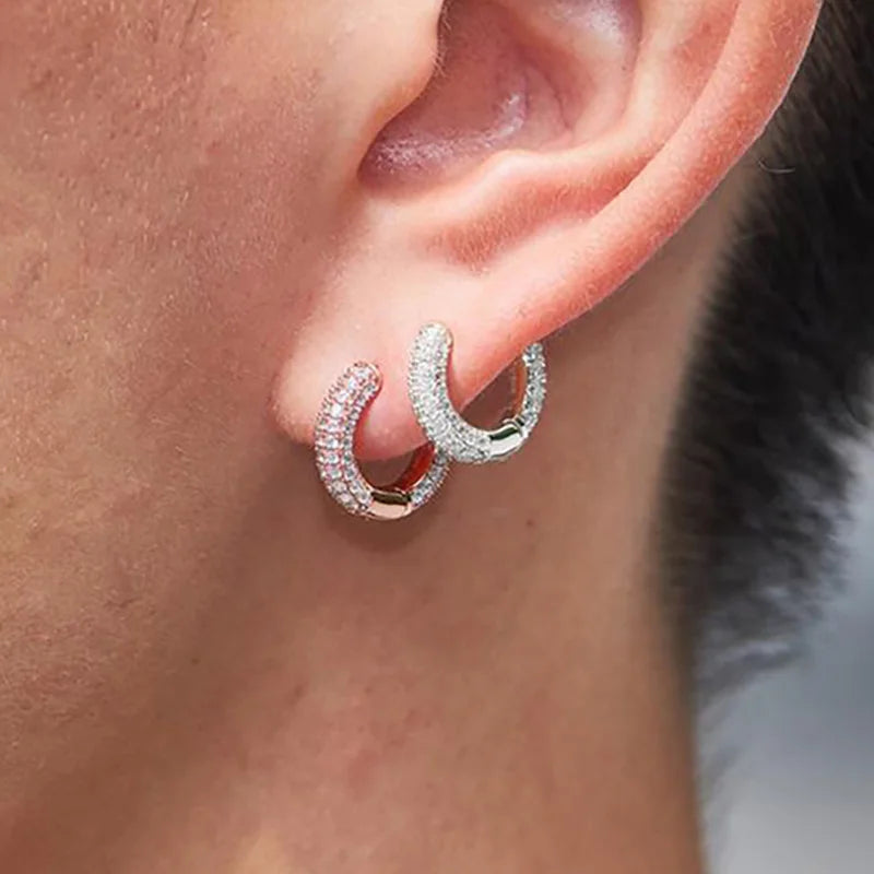 Iced Out Hoop Earrings — Stainless Steel