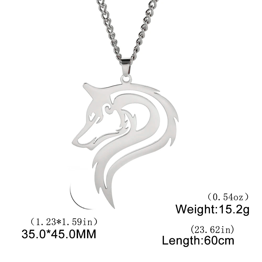 Fenrir Wolf Pendant Necklace — Stainless Steel