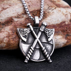 Viking Double Axe Pendant — Stainless Steel