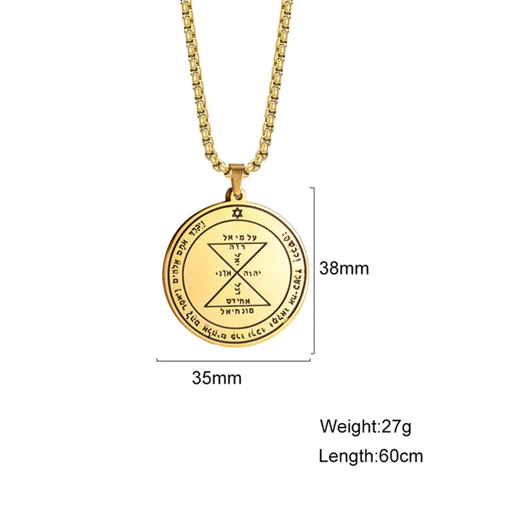 EUEAVAN Key of Solomon Necklace Double Side Third Pentacle of the Venus Protection Love Stainless Steel Necklaces Amulet Jewelry