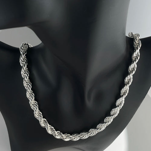 8MM Silver Rope Chain Necklace
